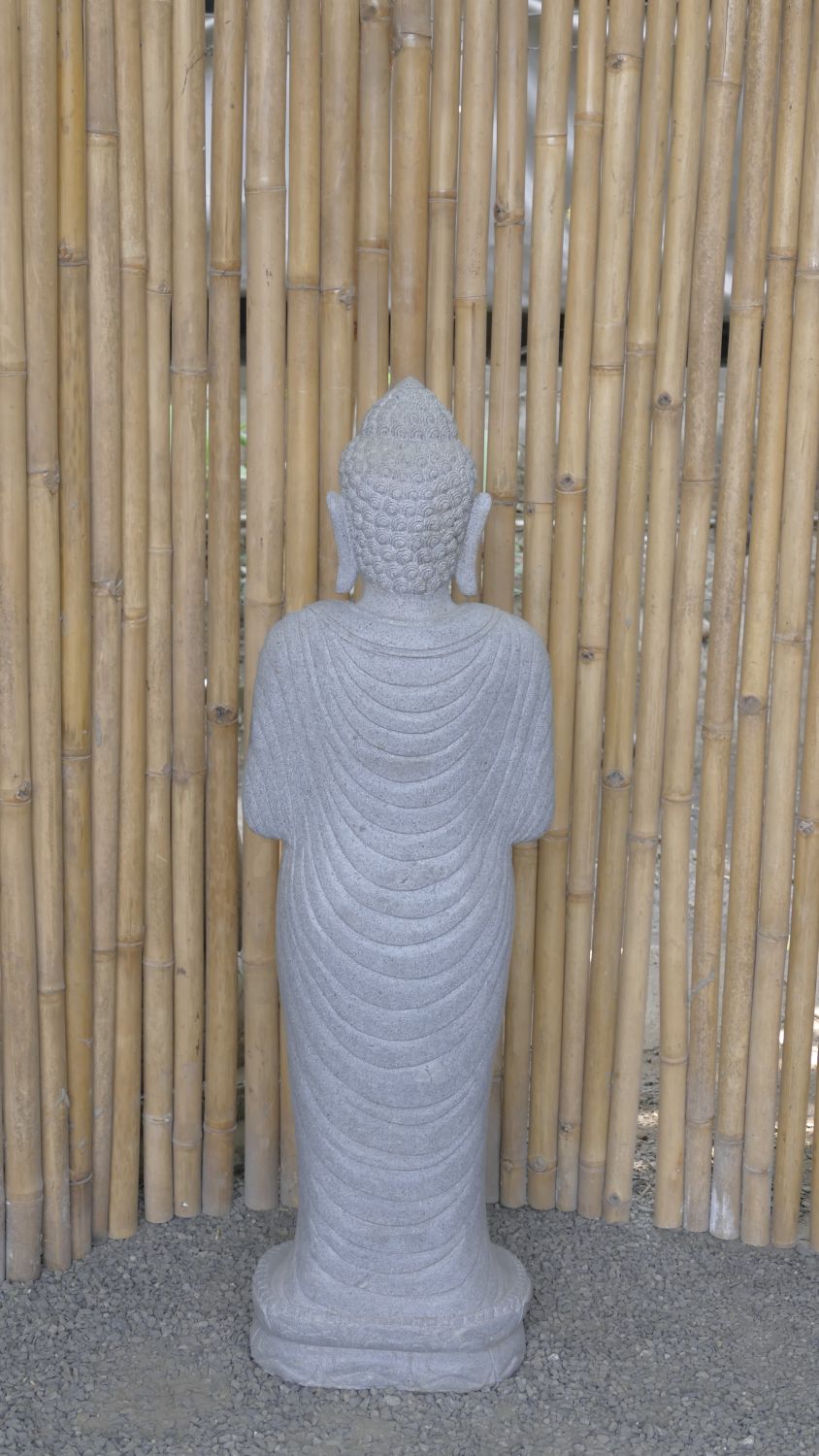  Product image 5 of the product “Standing Buddha made of Riverstone in Dharmachakra position - gesture of wheel of the teaching of Dharma. About 122cm height. ”